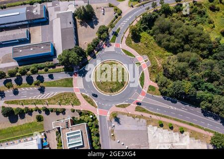 Kreisverkehr in Krefeld Uerdingen aus der Vogelperspektive Stock Photo