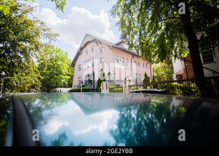 Berlin, Germany. 16th Aug, 2021. The Embassy of the Islamic Republic of Afghanistan in Berlin-Grunewald. Credit: Christoph Soeder/dpa/Alamy Live News Stock Photo