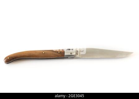 Original handmade knives by Laguiole from France. Isolated on a white background. High quality photo Stock Photo