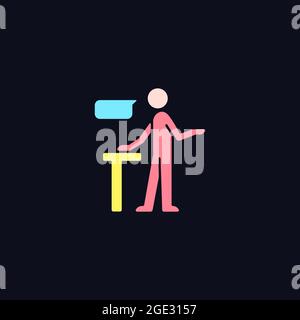 Confident speaking RGB color icon for dark theme Stock Vector