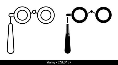 Linear icon. Spectacles, binoculars with handle for viewing performance from far rows. Spectator theatrical binoculars. Simple black and white vector Stock Vector