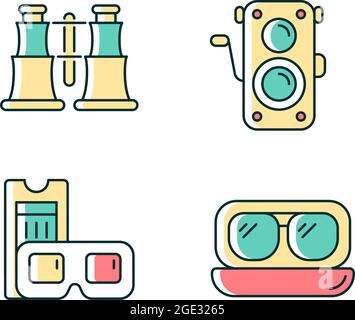 Authentic vintage RGB color icons set Stock Vector