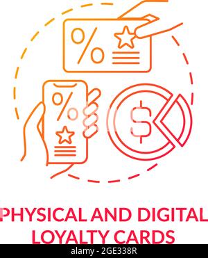 Physical and digital loyalty cards red gradient concept icon Stock Vector