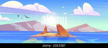 Ocean or sea nature landscape with shallow or land Stock Vector