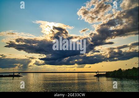 the second largest lake on Lake Vättern in Sweden. Impressively large and beautiful to look at Stock Photo