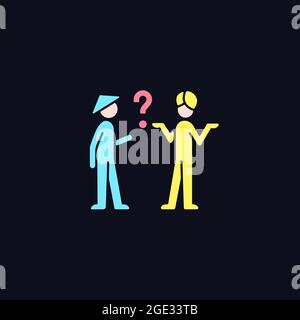 Cultural barriers RGB color icon for dark theme Stock Vector