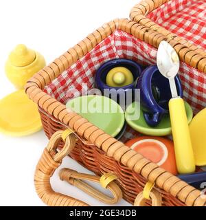 Toy dishes on a white background Stock Photo