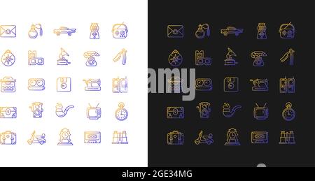 Vintage style gradient icons set for dark and light mode Stock Vector