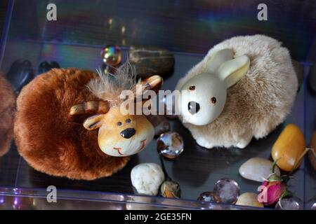 Handmade toys. Scenery in the house Stock Photo