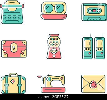 Vintage-inspired style RGB color icons set Stock Vector