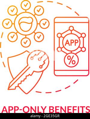App-only benefits red gradient concept icon Stock Vector