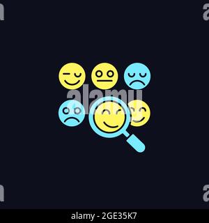 Reading emotions RGB color icon for dark theme Stock Vector