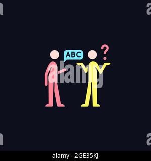 Language barriers RGB color icon for dark theme Stock Vector