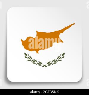 republic of Cyprus flag icon on paper square sticker with shadow. Button for mobile application or web. Vector Stock Vector