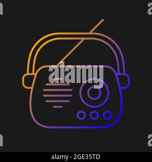 Antique radio gradient vector icon for dark theme Stock Vector