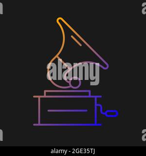 Gramophone gradient vector icon for dark theme Stock Vector