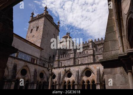 Gothic Cloisters and Towers in the Roman Catholic Cathedral Sé de Porto - Portugal Stock Photo