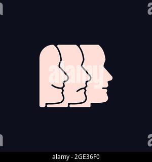 Facial expressions RGB color icon for dark theme Stock Vector