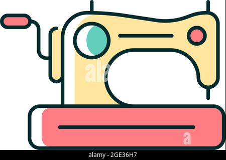 Antique sewing machine RGB color icon Stock Vector