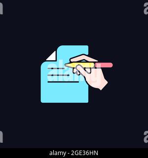 Written communication RGB color icon for dark theme Stock Vector