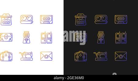 Vintage-inspired style gradient icons set for dark and light mode Stock Vector