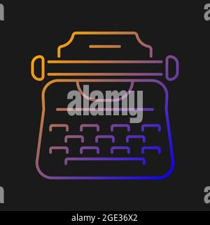 Vintage typewriter gradient vector icon for dark theme Stock Vector