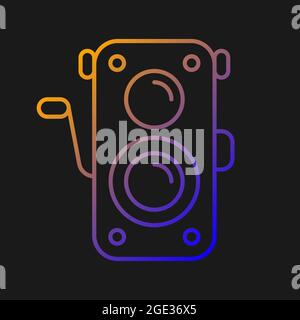 Old photo camera gradient vector icon for dark theme Stock Vector