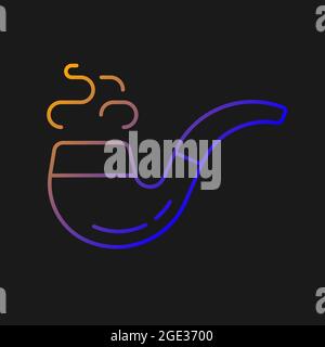 Vintage smoking pipe gradient vector icon for dark theme Stock Vector