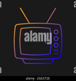 Old-style television gradient vector icon for dark theme Stock Vector