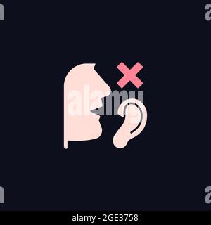 Language disabilities RGB color icon for dark theme Stock Vector