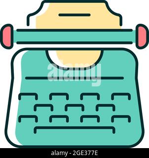 Vintage typewriter RGB color icon Stock Vector