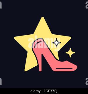 Fashion show RGB color icon for dark theme Stock Vector