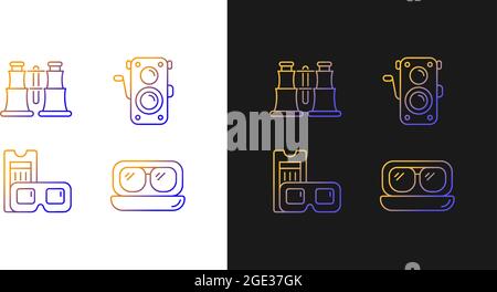 Authentic vintage gradient icons set for dark and light mode Stock Vector