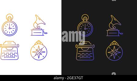Old-fashioned items gradient icons set for dark and light mode Stock Vector