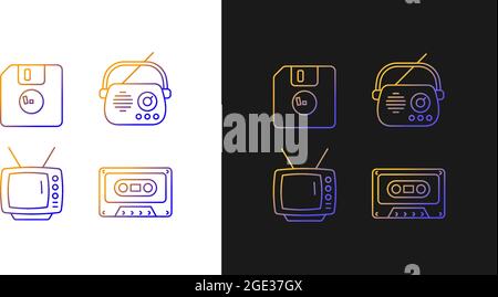 Collectible vintage stuff gradient icons set for dark and light mode Stock Vector