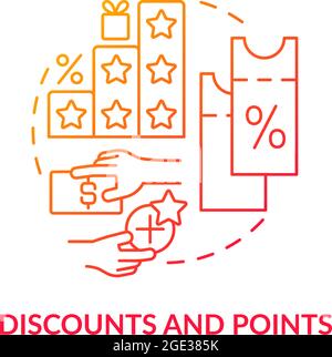 Discounts and points red gradient concept icon Stock Vector