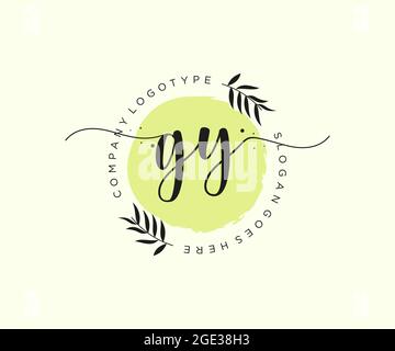 GY Feminine logo beauty monogram and elegant logo design, handwriting logo of initial signature, wedding, fashion, floral and botanical with creative Stock Vector