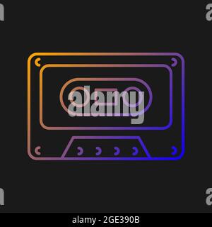 Tape cassette gradient vector icon for dark theme Stock Vector