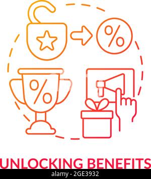 Unlocking benefits red gradient concept icon Stock Vector