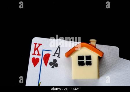 Loosing a house because of gambling. Stock Photo