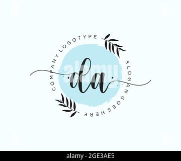 DA Feminine logo beauty monogram and elegant logo design, handwriting logo of initial signature, wedding, fashion, floral and botanical with creative Stock Vector