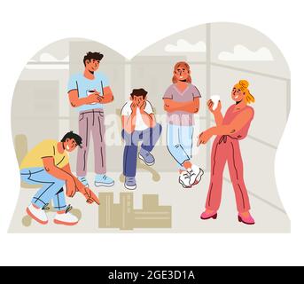 Business meeting, brainstorming. Creative team working on project, flat cartoon vector illustration isolated on white background. Professionals launch Stock Vector
