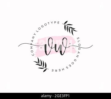 VW Feminine logo beauty monogram and elegant logo design, handwriting logo of initial signature, wedding, fashion, floral and botanical with creative Stock Vector