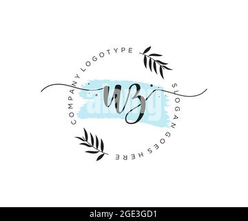 UZ Feminine logo beauty monogram and elegant logo design, handwriting logo of initial signature, wedding, fashion, floral and botanical with creative Stock Vector
