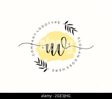 UV Feminine logo beauty monogram and elegant logo design, handwriting logo of initial signature, wedding, fashion, floral and botanical with creative Stock Vector