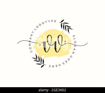 VV Feminine logo beauty monogram and elegant logo design, handwriting logo of initial signature, wedding, fashion, floral and botanical with creative Stock Vector