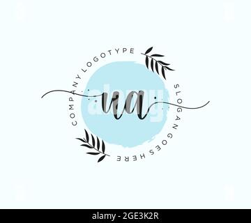 UA Feminine logo beauty monogram and elegant logo design, handwriting logo of initial signature, wedding, fashion, floral and botanical with creative Stock Vector
