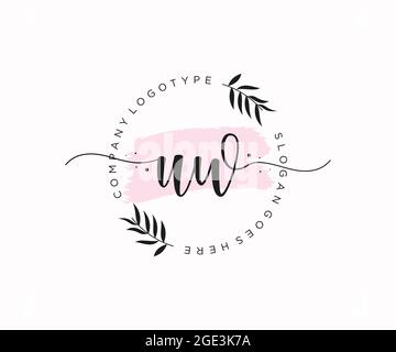 UW Feminine logo beauty monogram and elegant logo design, handwriting logo of initial signature, wedding, fashion, floral and botanical with creative Stock Vector