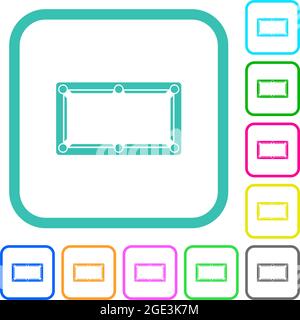 Empty billiard table vivid colored flat icons in curved borders on white background Stock Vector