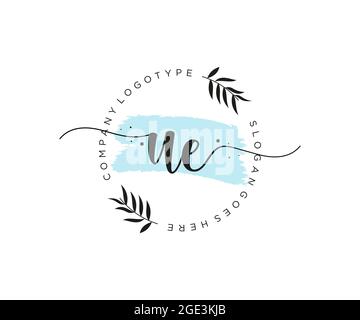 UE Feminine logo beauty monogram and elegant logo design, handwriting logo of initial signature, wedding, fashion, floral and botanical with creative Stock Vector